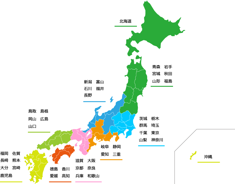 TMJ浮気調査対応エリアマップ